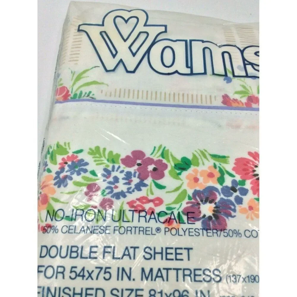 Vintage Wamsutta White Floral Full Double Flat Sheet May Morning Jay Yang